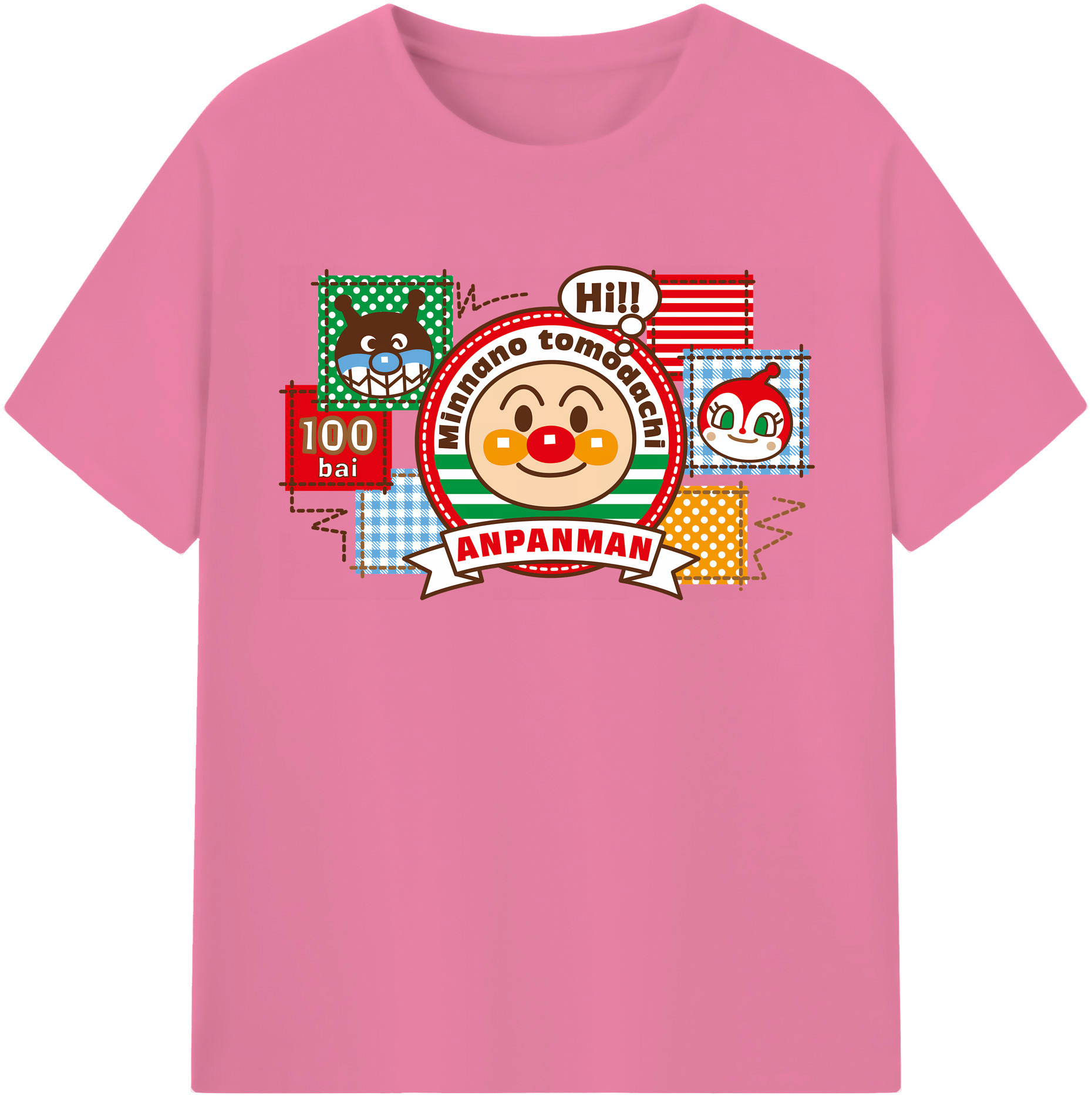 （画像用） アンパンマン Anpanman 綿100％半袖Tシャツ（フロントプリント）